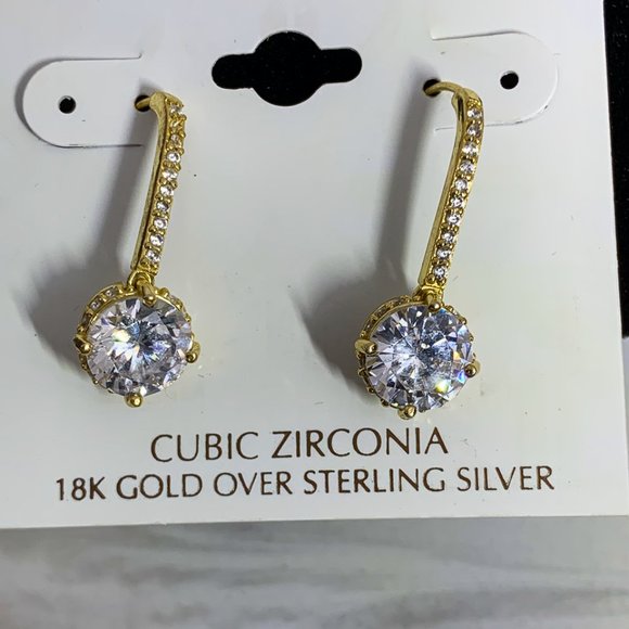 18k Gold and cubic zirconia earrings - Picture 2 of 4